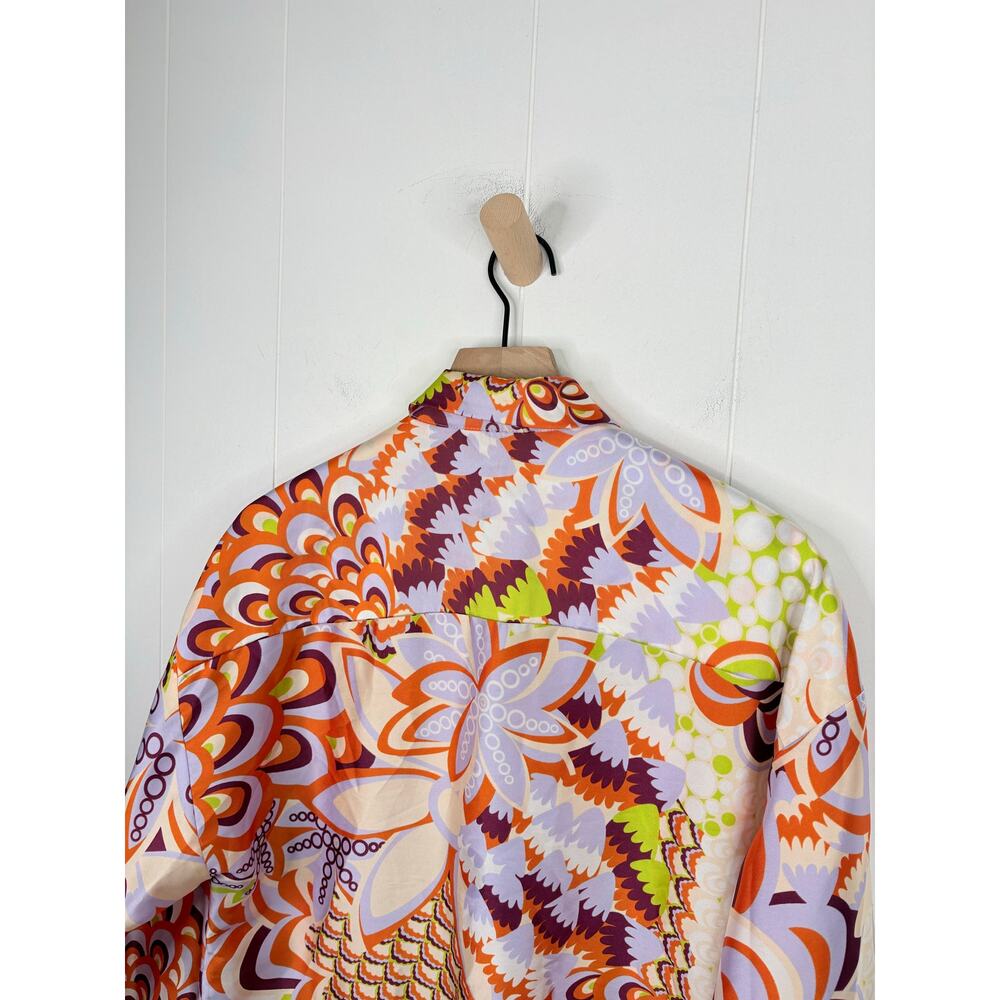 Zara Floral Paisley Button Down Shirt Small 70s Retro Hippie Bandana Print - Picture 7 of 9